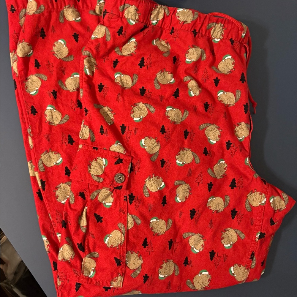 Duluth Trading Co flannel beaver print lounge pants men’s 2XL x 32